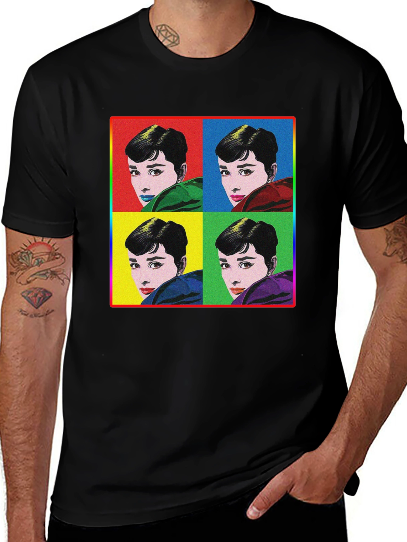 Audrey Hepburn Pop Art Graphic T-Shirt