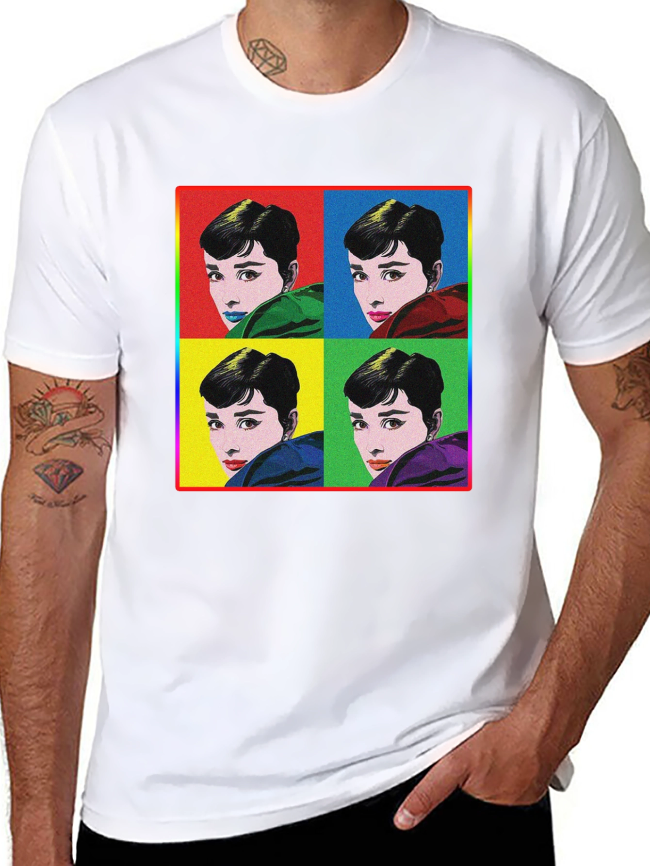 Audrey Hepburn Pop Art Graphic T-Shirt