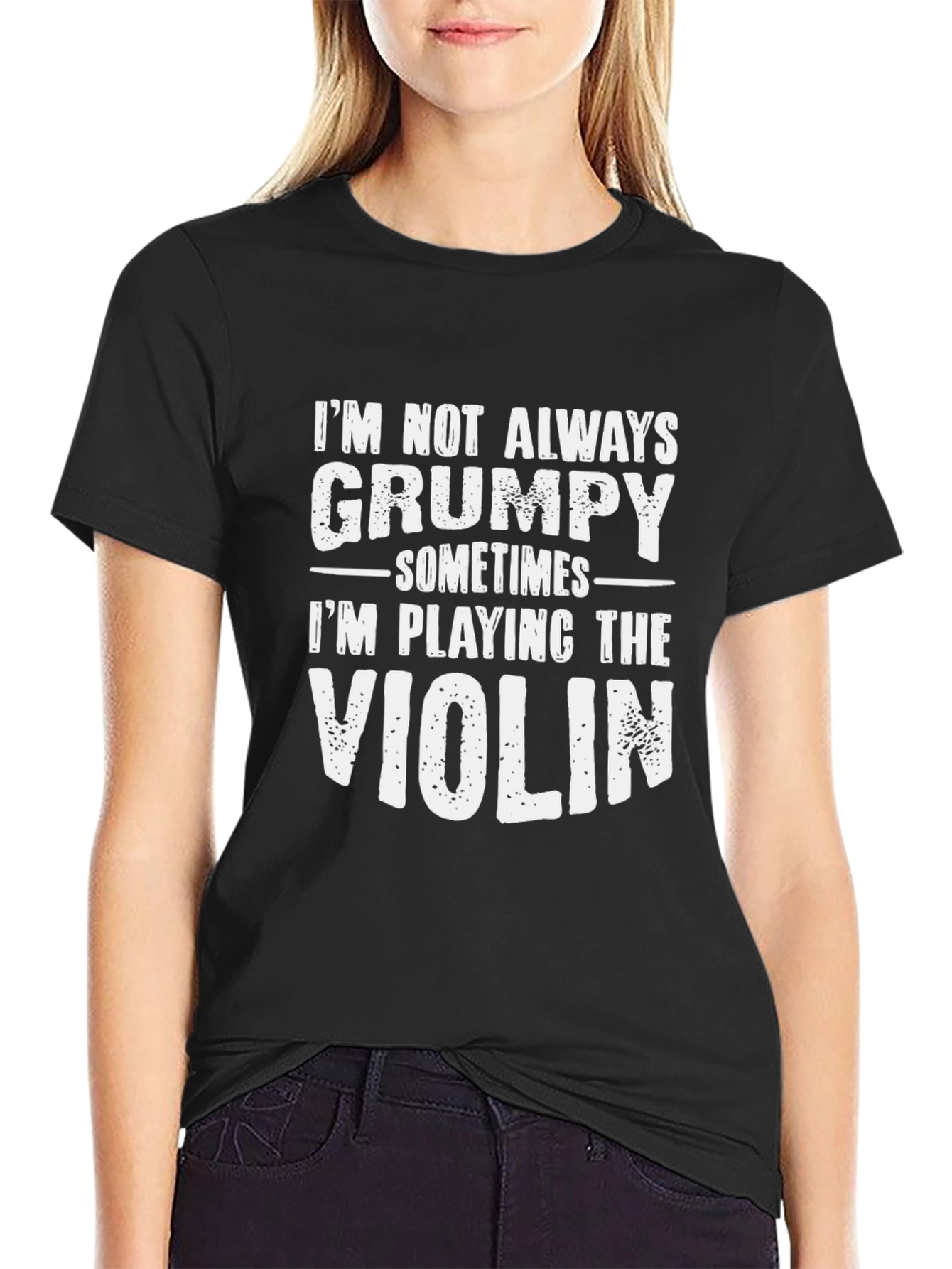 Grumpy Violinist Humor T-Shirt - Black