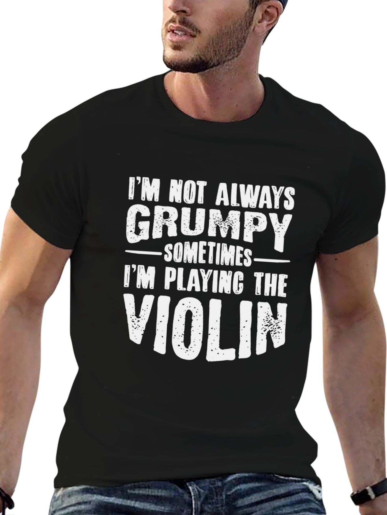 Grumpy Violinist Humor T-Shirt - Black