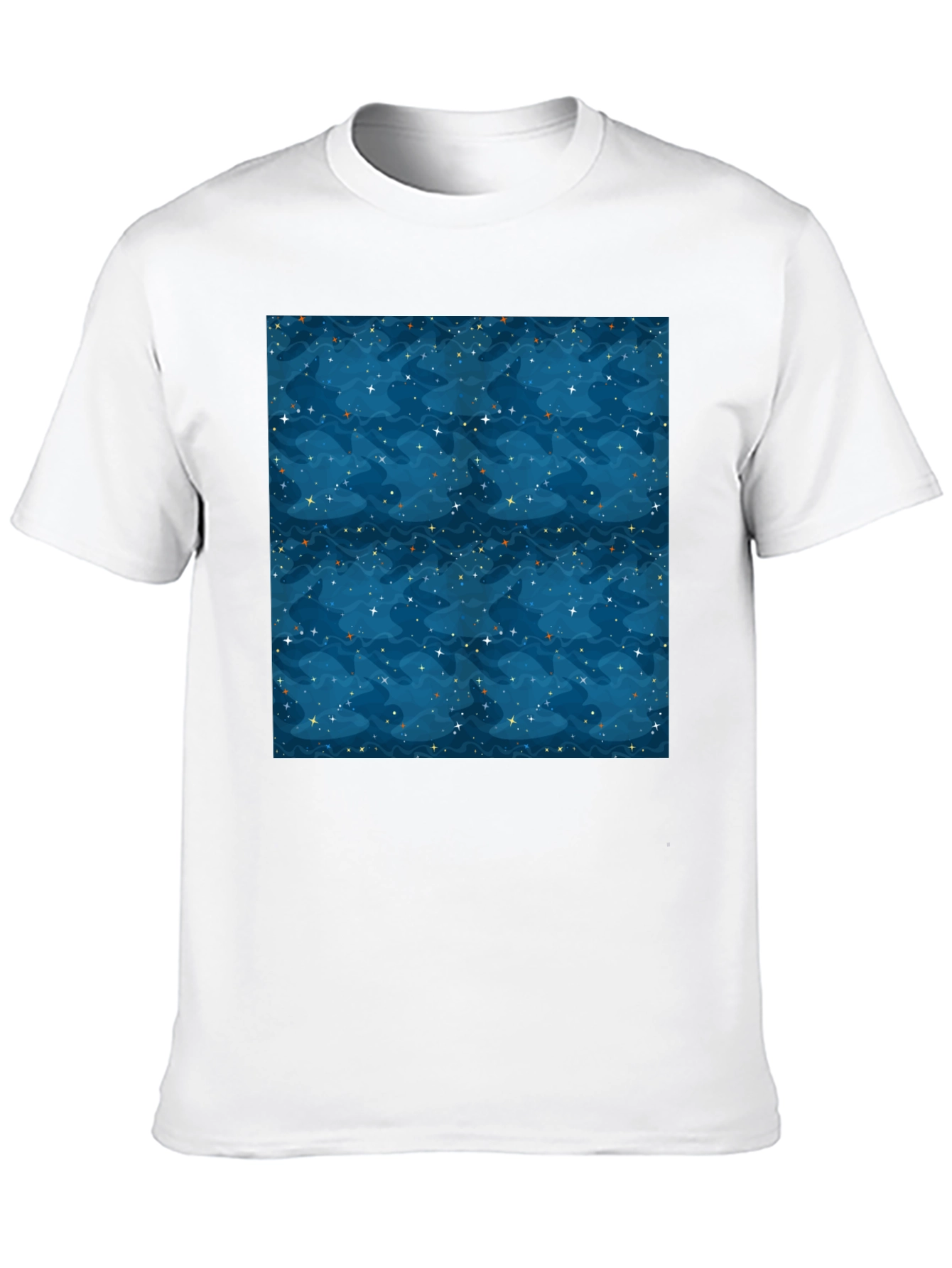 Starry Night Pattern Black T-Shirt