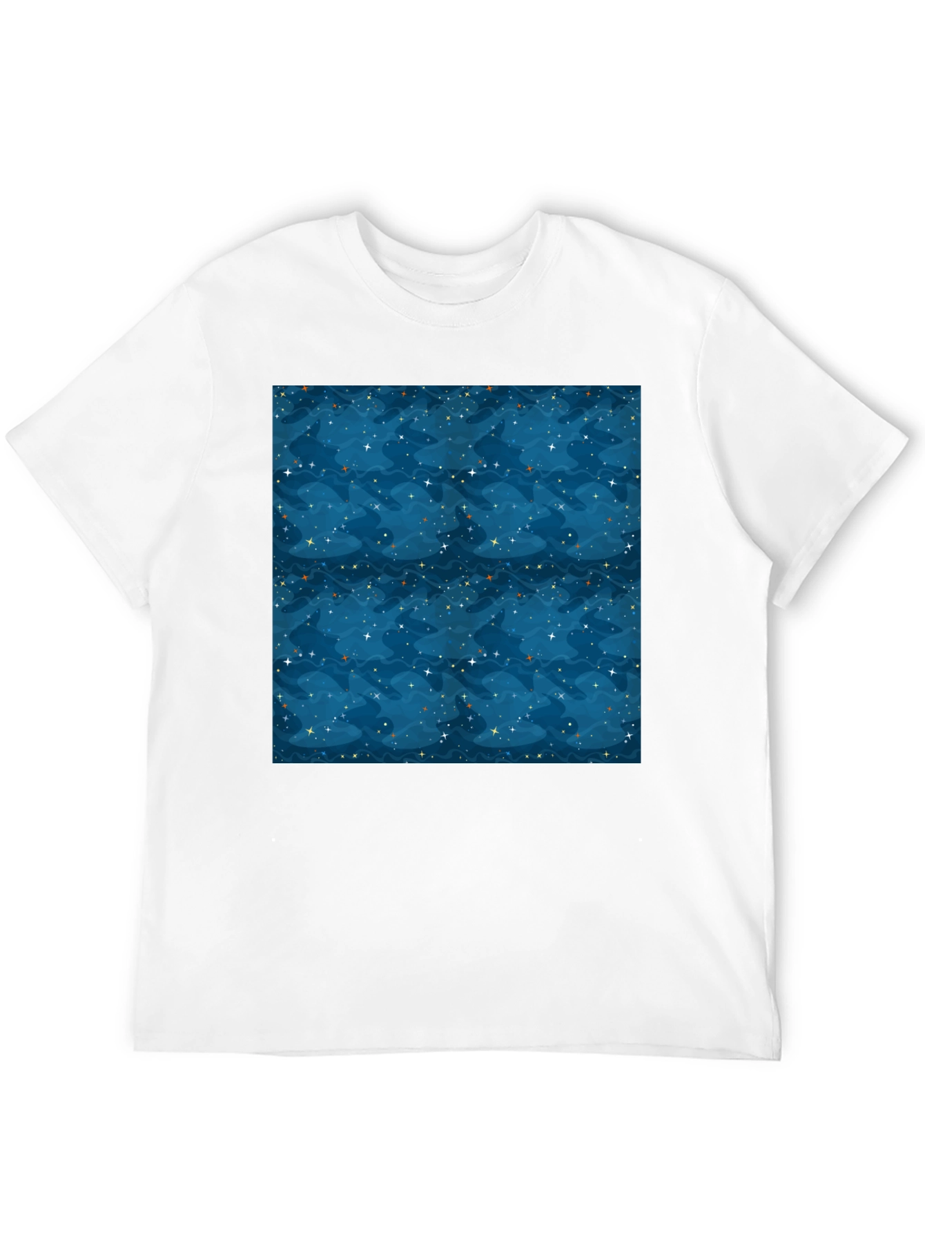 Starry Night Pattern Black T-Shirt