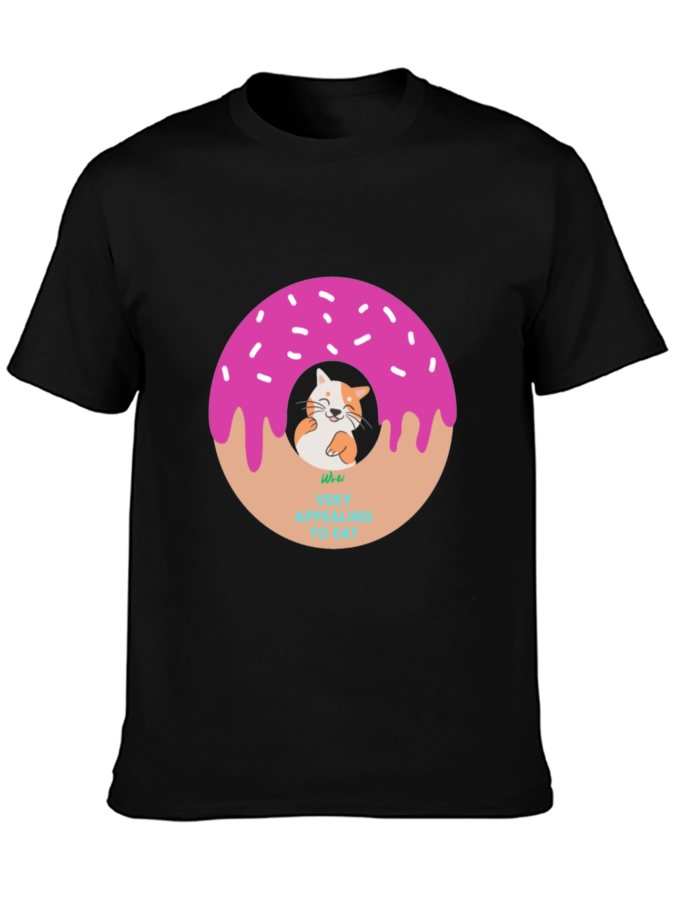 Cute Cat in Donut T-Shirt - Whimsical Graphic Tee