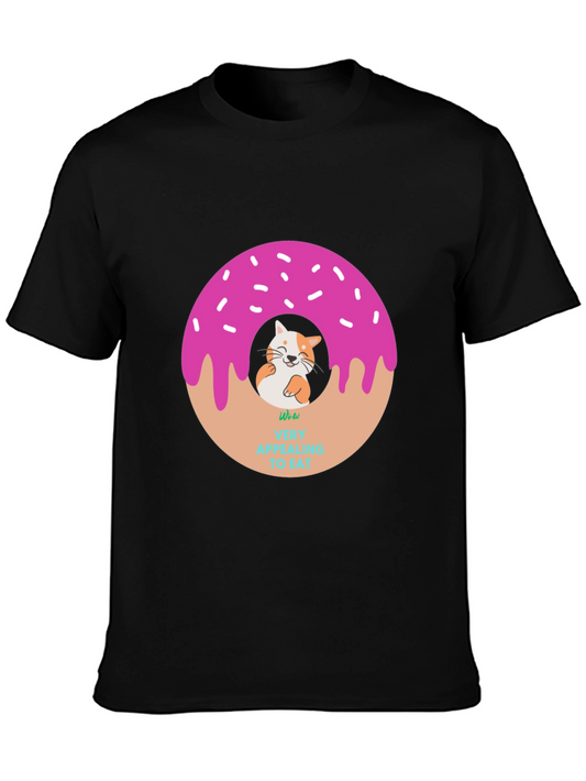 Cute Cat in Donut T-Shirt - Whimsical Graphic Tee