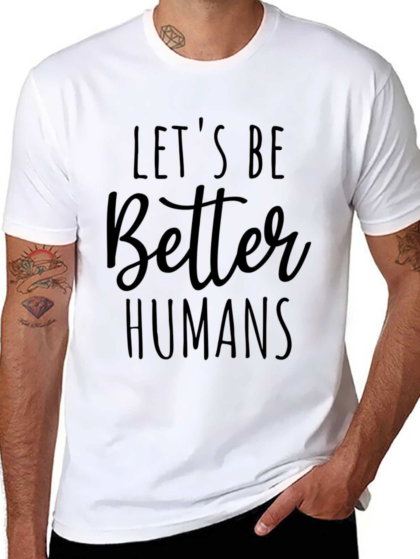 Lets Be Better Humans Black Graphic T-Shirt