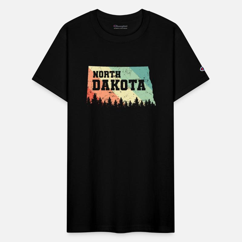 North Dakota Map with Skyline USA America
