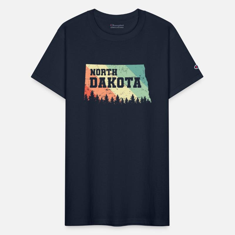 North Dakota Map with Skyline USA America