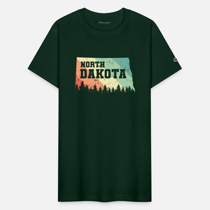 North Dakota Map with Skyline USA America