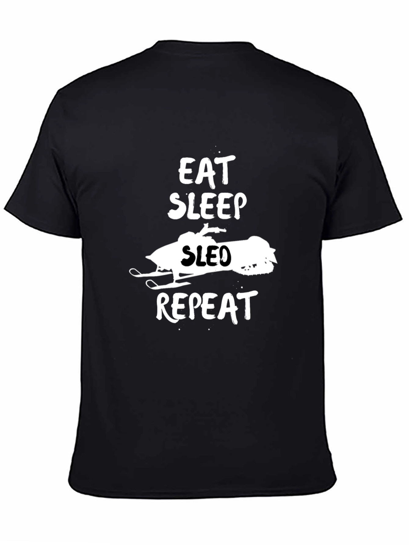 Eat Sleep Sled Repeat Graphic Tee - Black