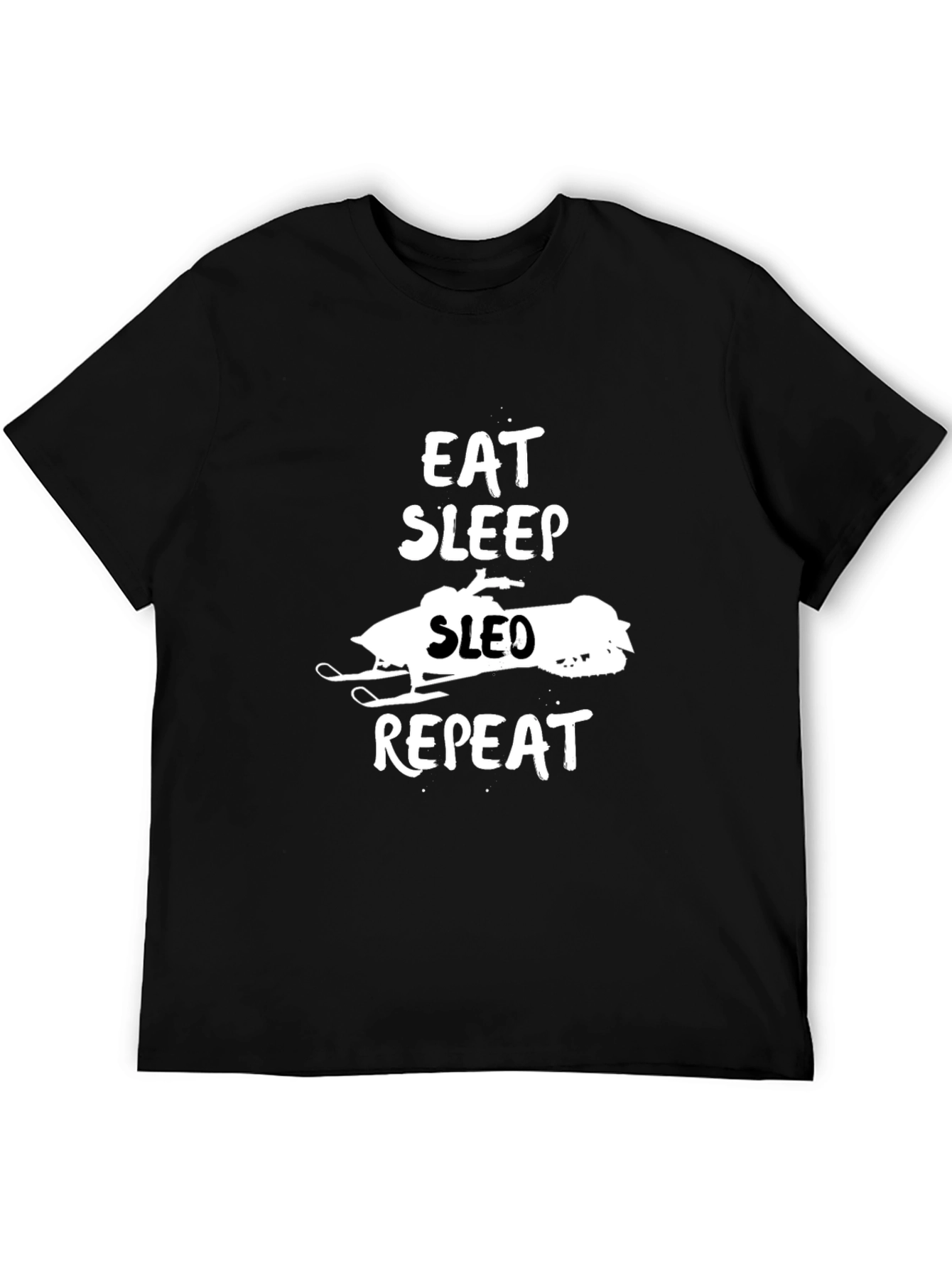 Eat Sleep Sled Repeat Graphic Tee - Black