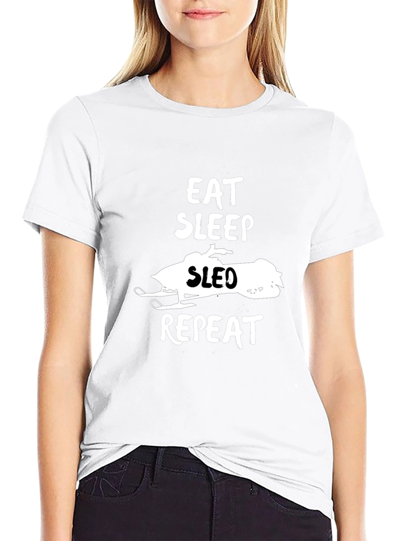 Eat Sleep Sled Repeat Graphic Tee - Black