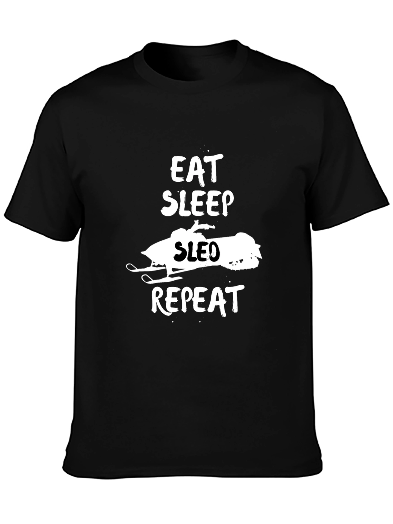 Eat Sleep Sled Repeat Graphic Tee - Black