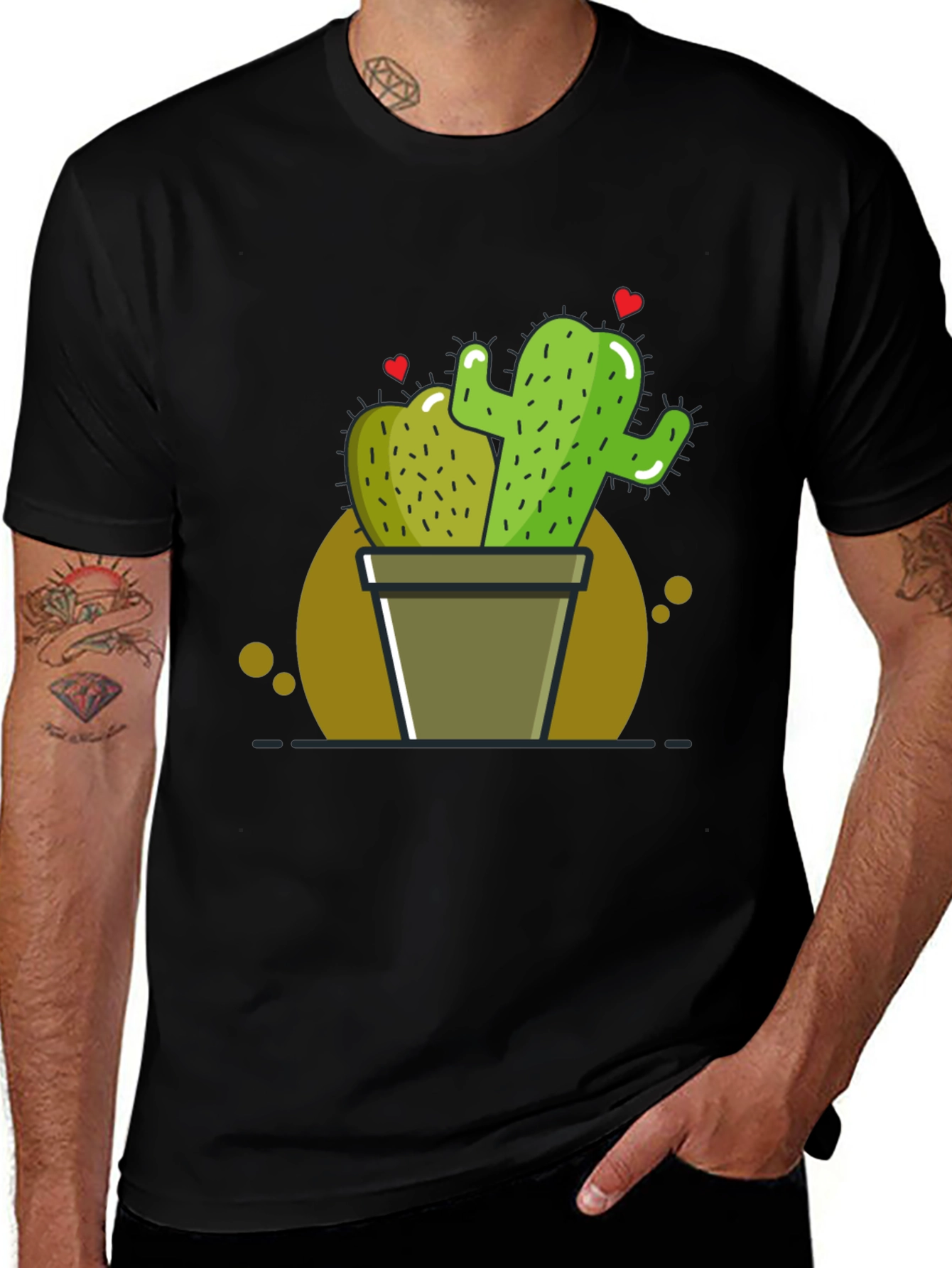 Cactus Love T-Shirt - Black Graphic Tee