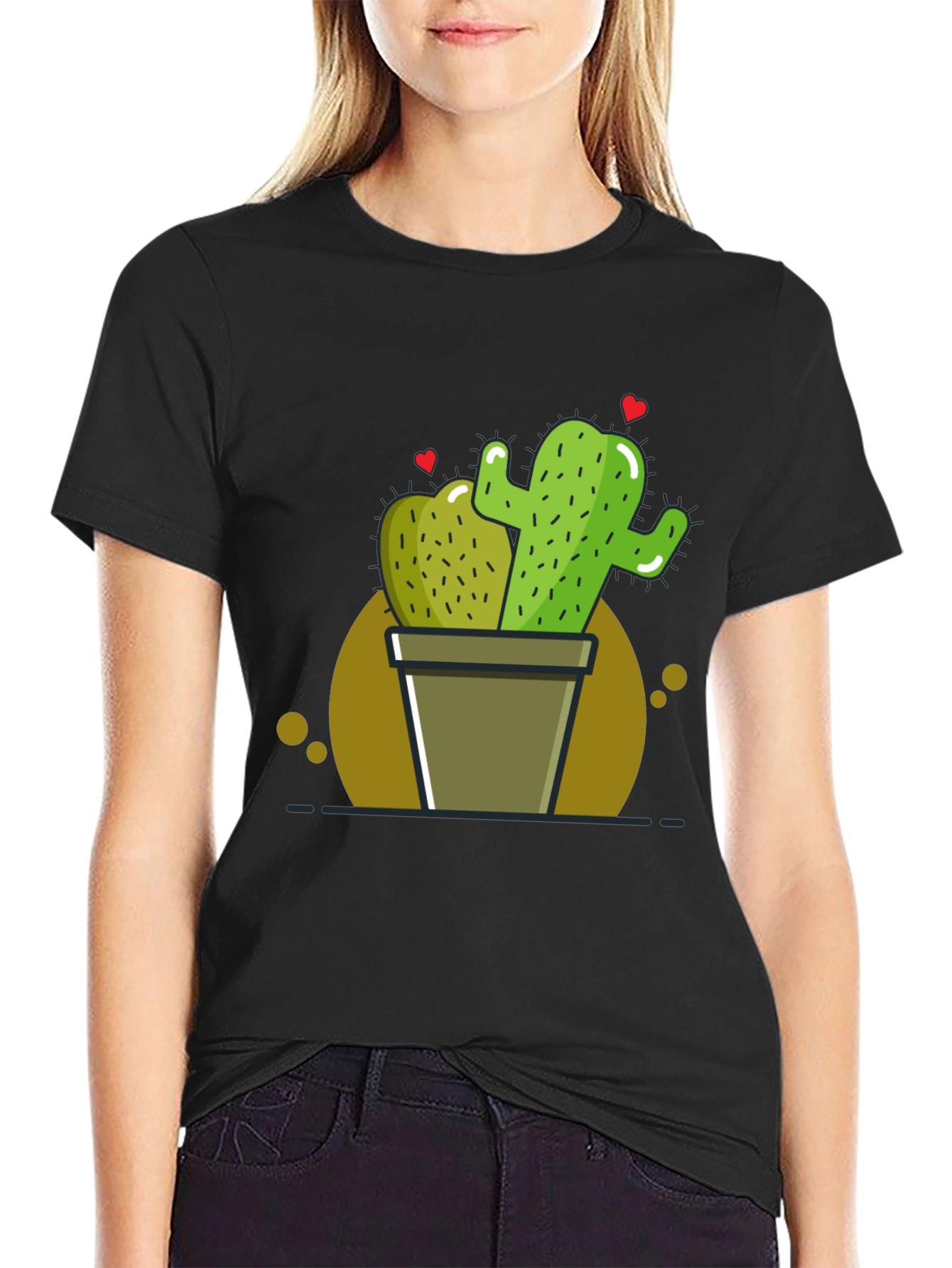 Cactus Love T-Shirt - Black Graphic Tee
