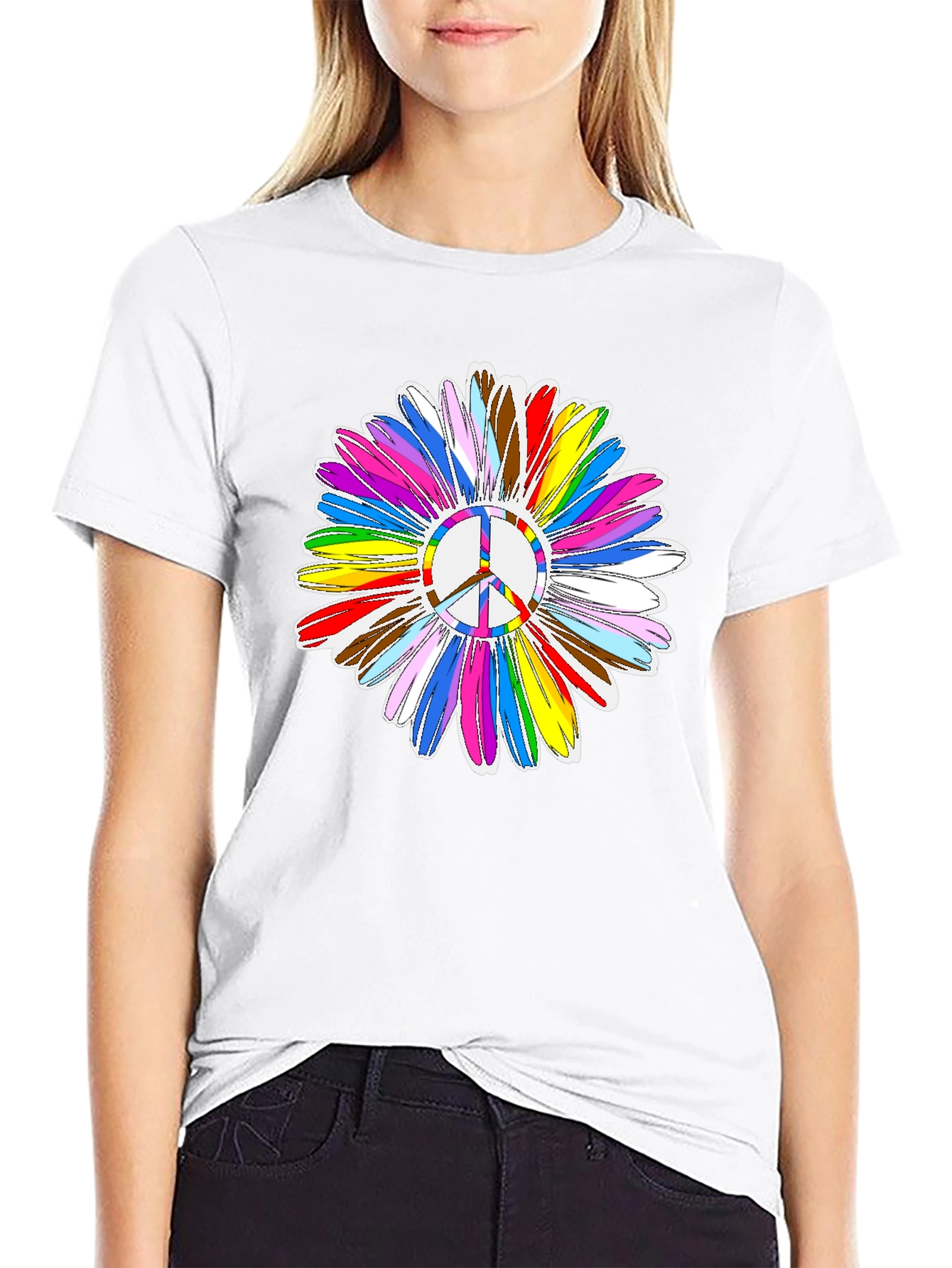 Peace Sign Flower Graphic Tee