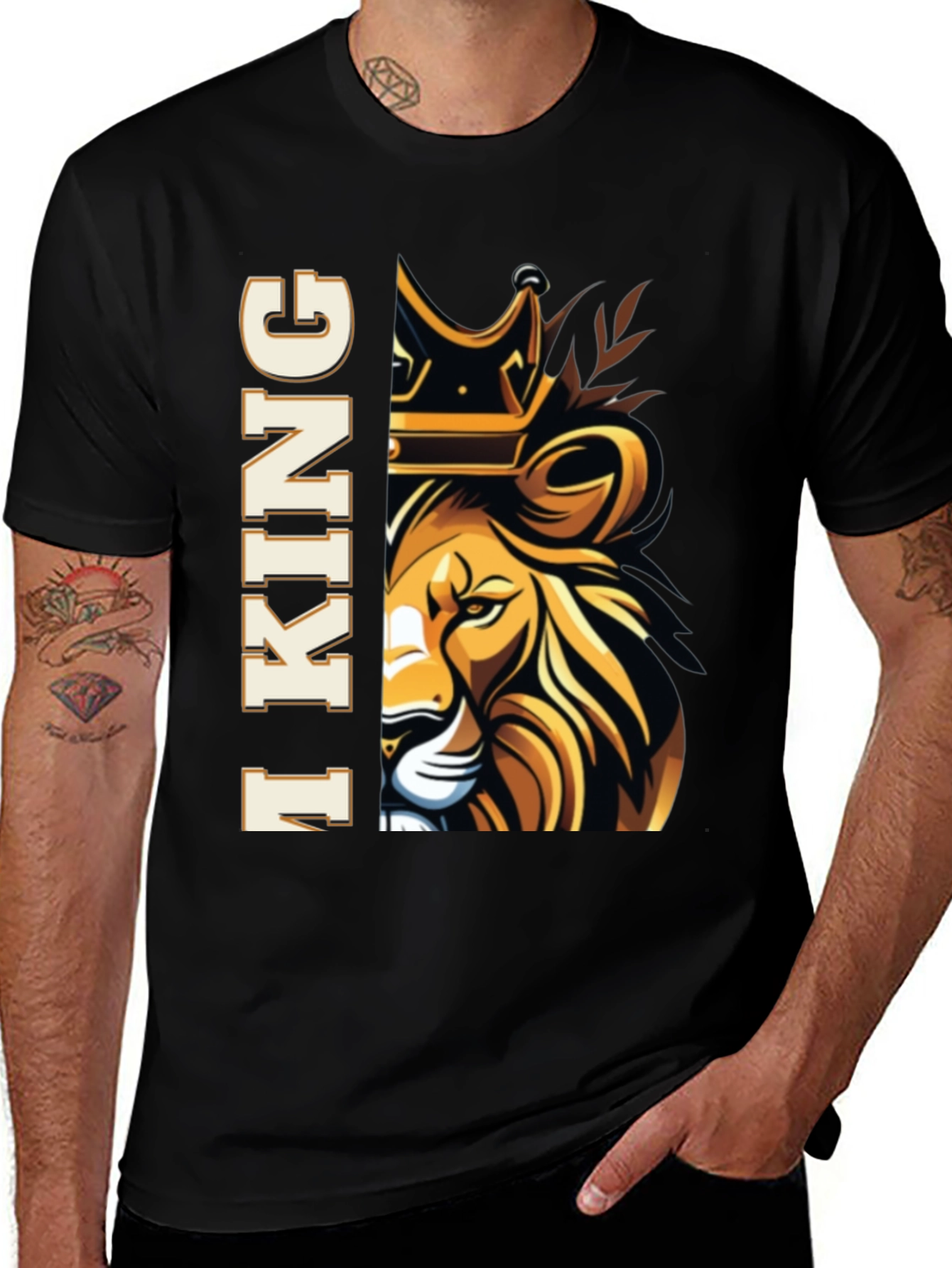 I King Lion Graphic Tee - Mens Black T-Shirt