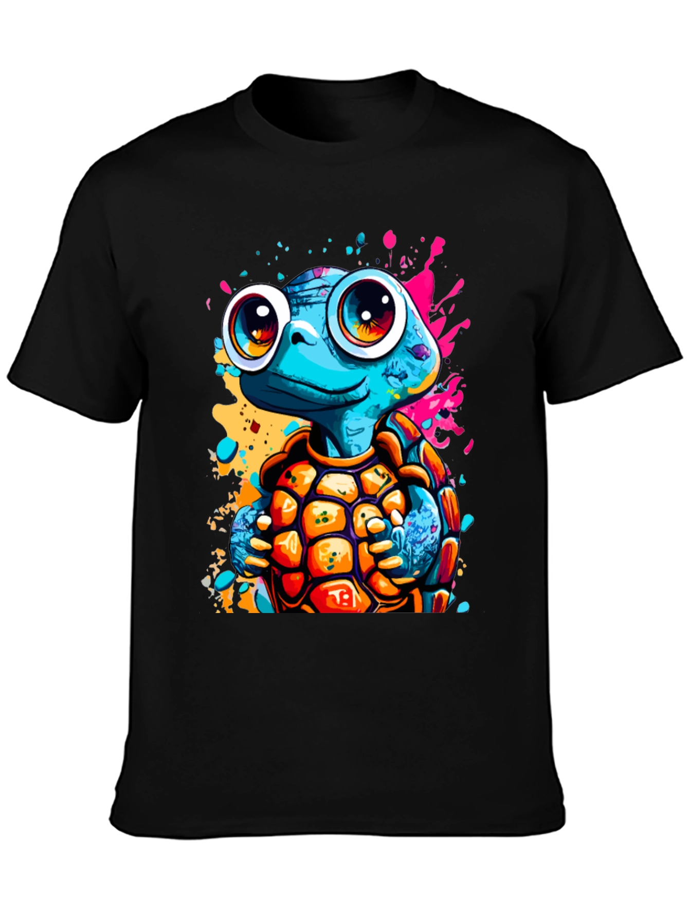 Cartoon Turtle Graphic Tee - Fun Black T-Shirt
