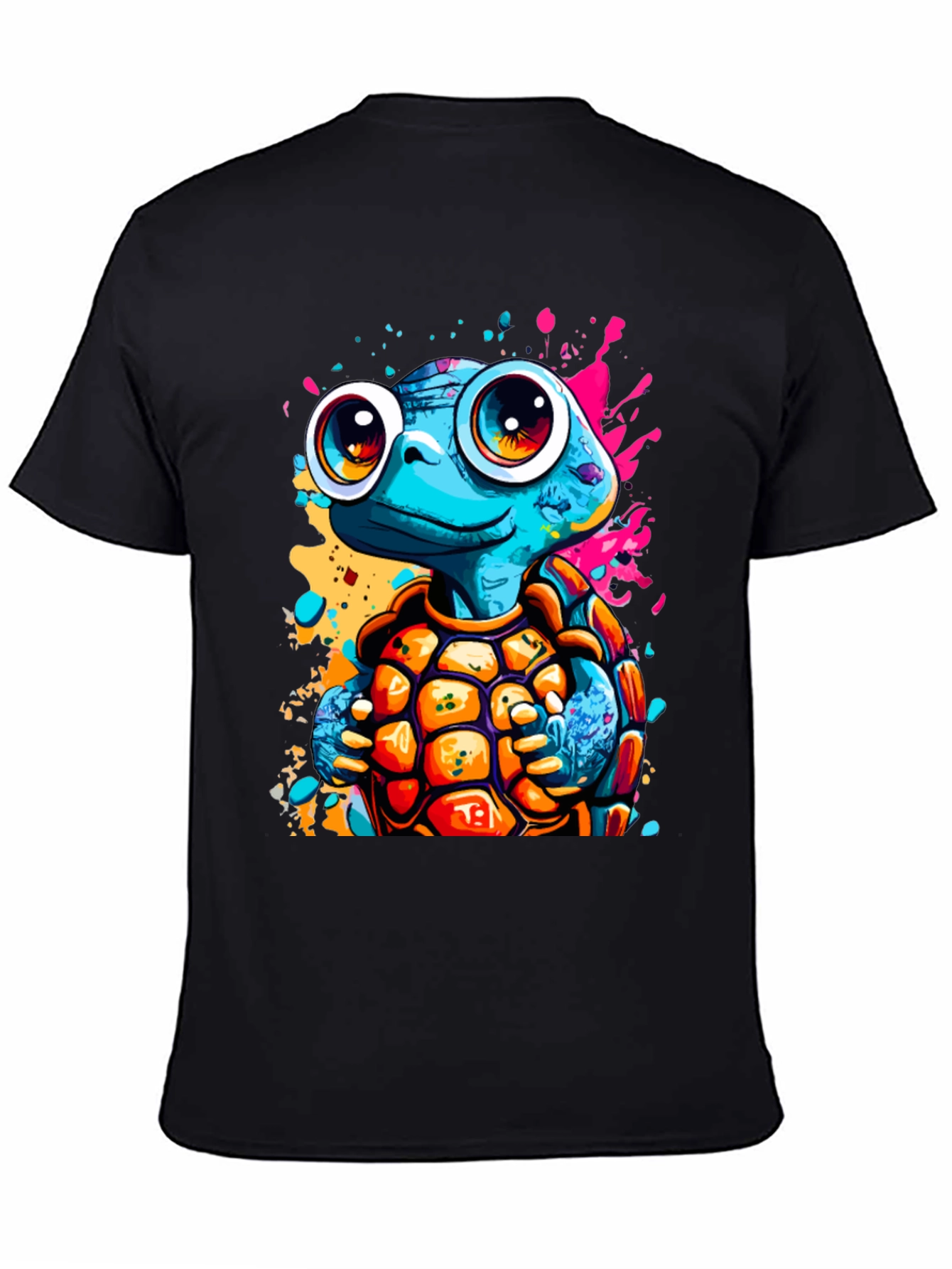 Cartoon Turtle Graphic Tee - Fun Black T-Shirt