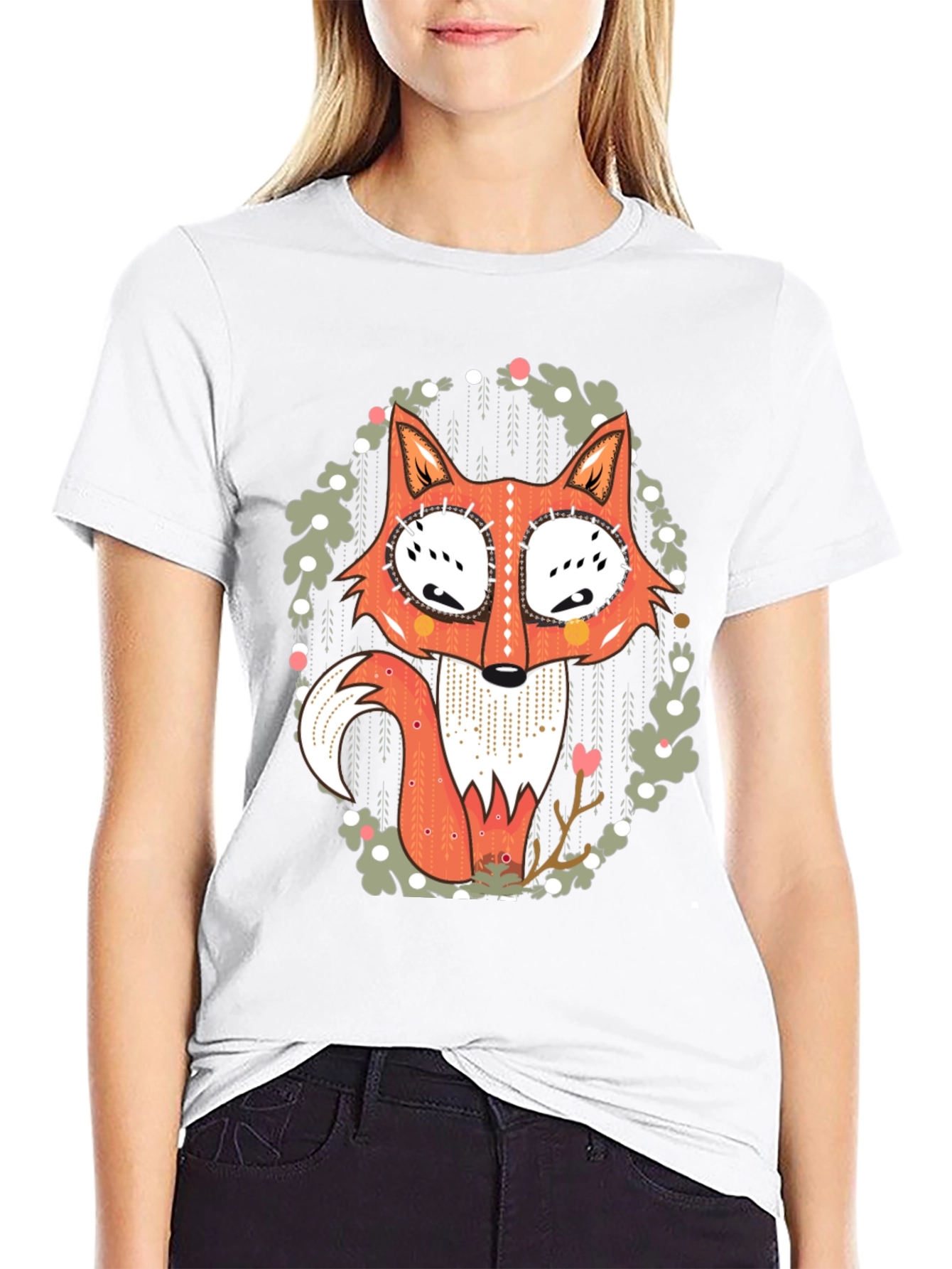 Whimsical Fox Graphic Tee - Mens Black T-Shirt