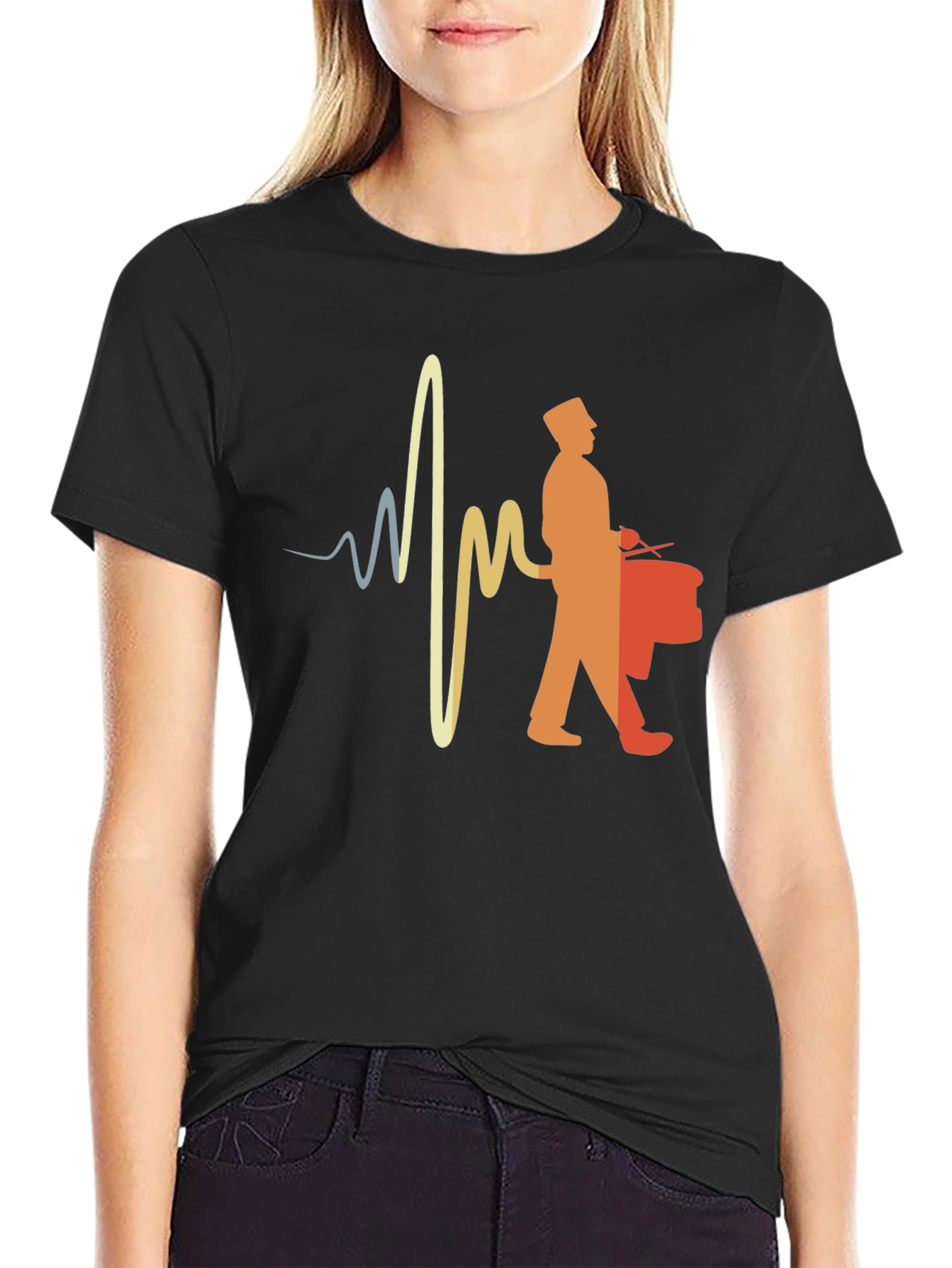 Drumline Heartbeat T-Shirt - Music Lover Tee