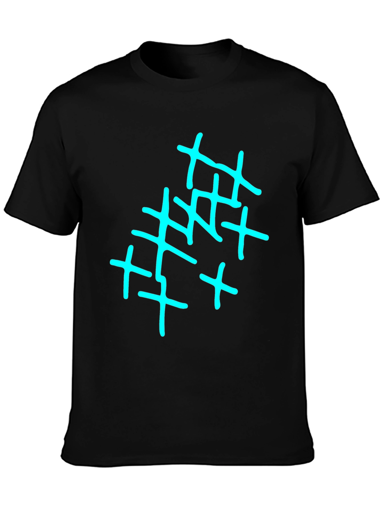 Abstract Crosshatch Graphic Print Black T-Shirt