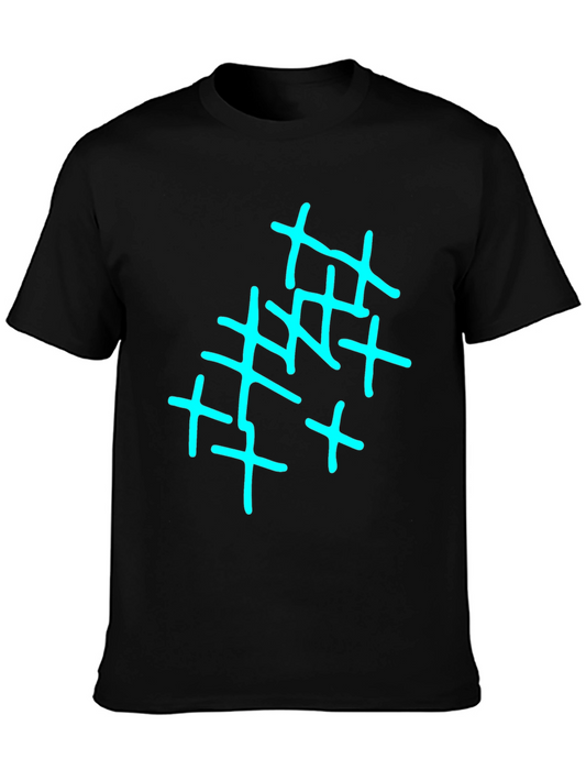 Abstract Crosshatch Graphic Print Black T-Shirt