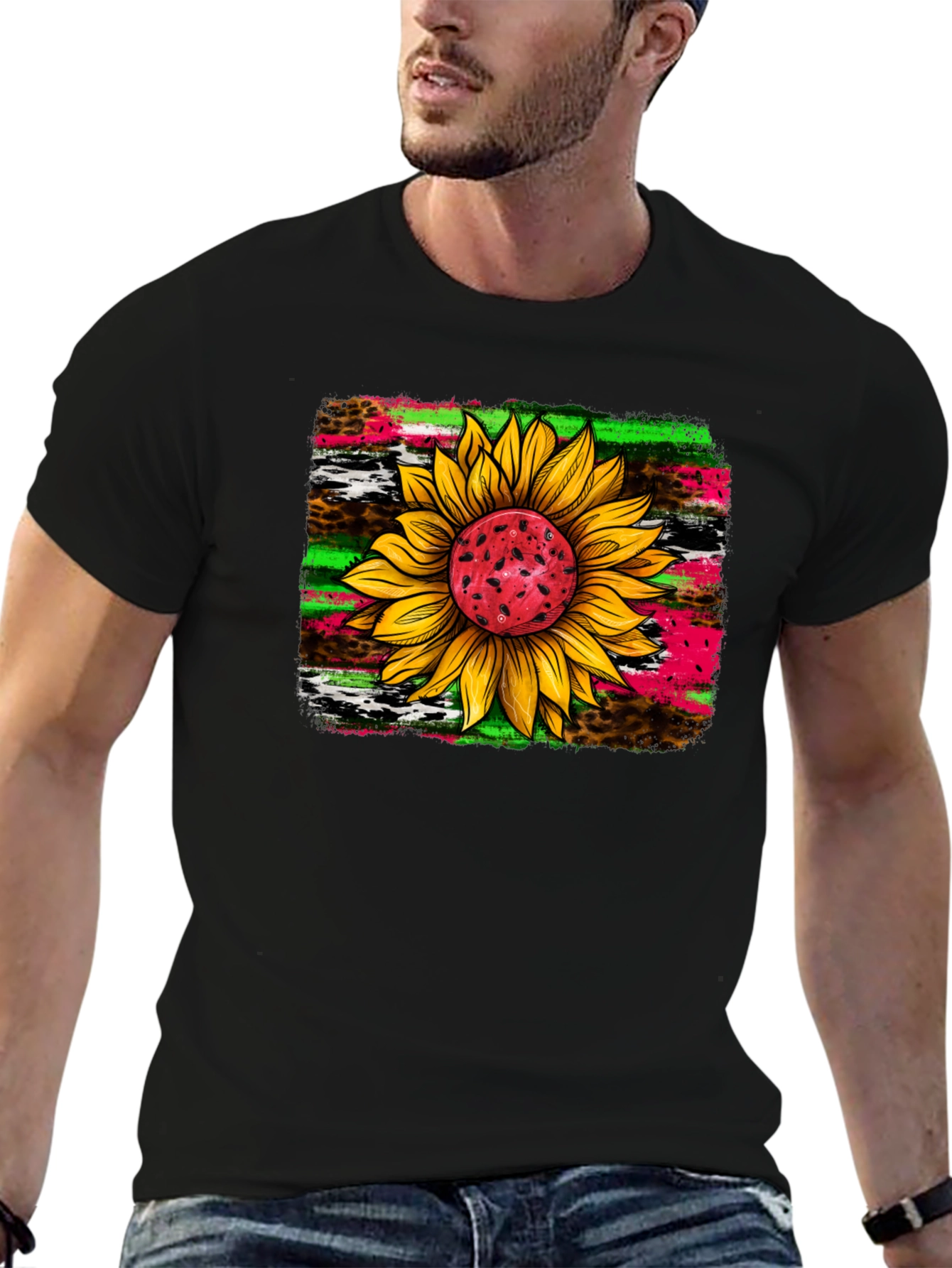 Sunflower Graphic Tee - Funky Floral Design