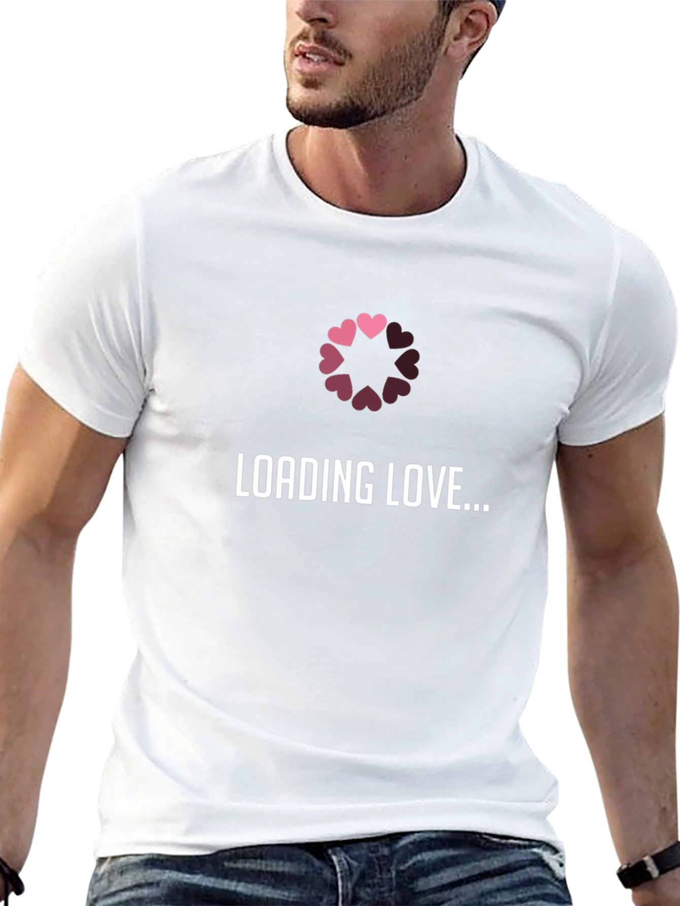 Loading Love T-Shirt - Black Hearts Design