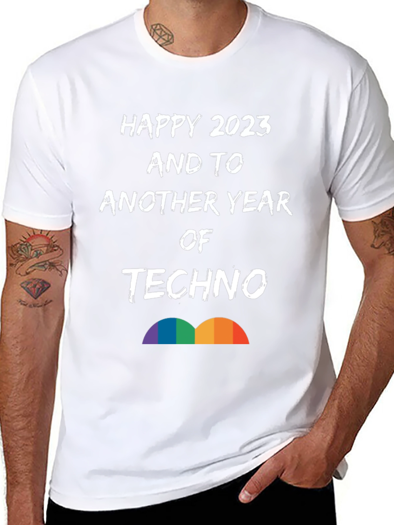Happy 2023 Techno T-Shirt - Black Graphic Tee