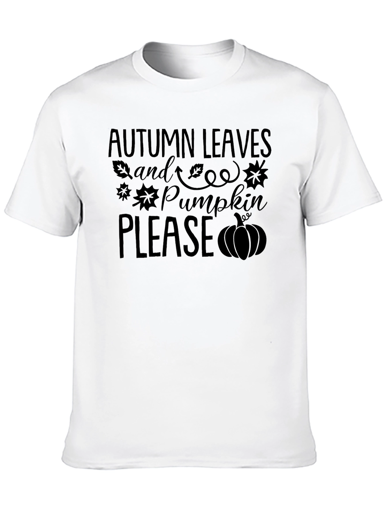 Autumn Leaves & Pumpkin Please Black Graphic Tee