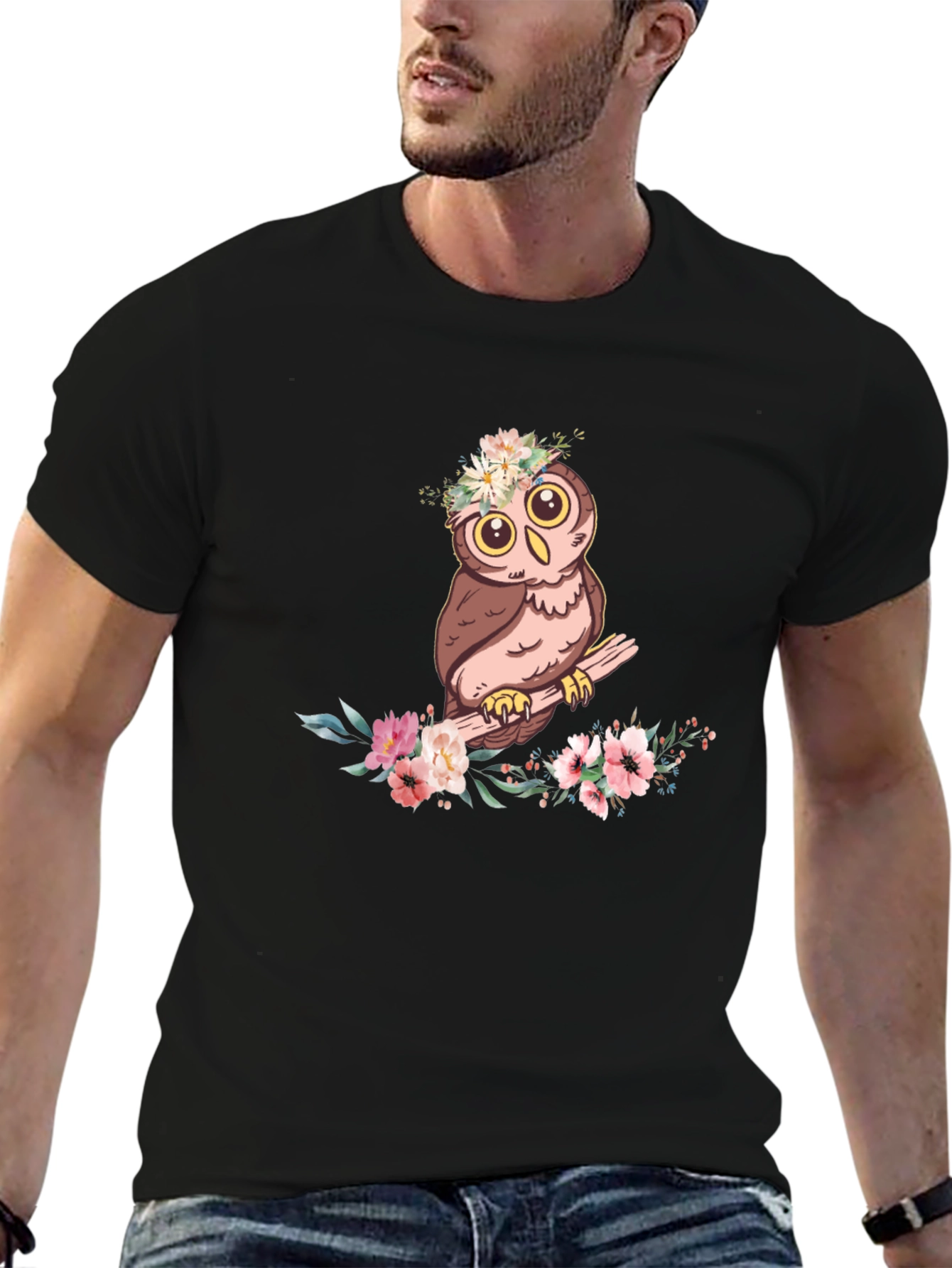Owl & Floral T-Shirt - Cute Graphic Tee