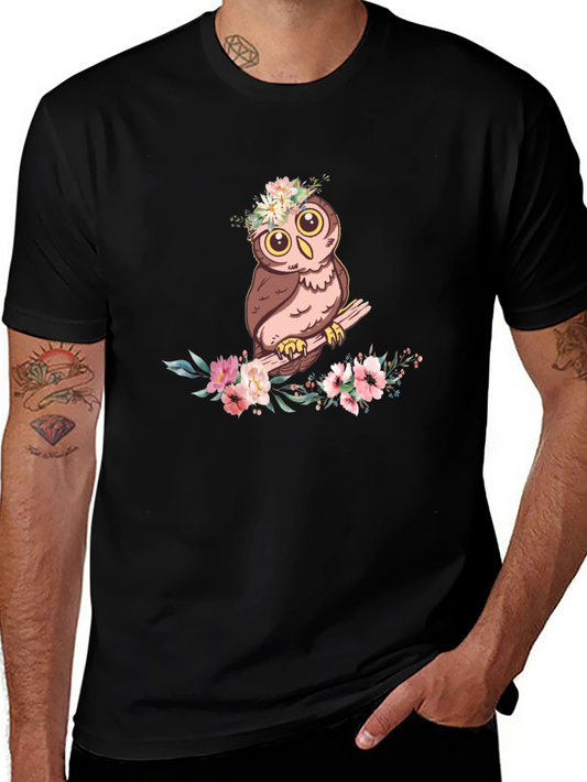 Owl & Floral T-Shirt - Cute Graphic Tee