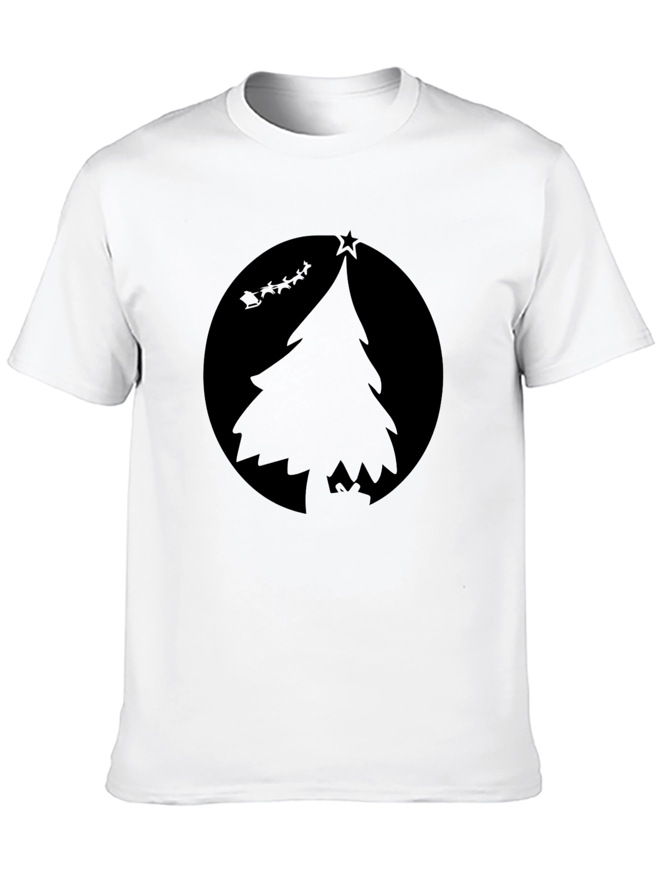 Festive Christmas Tree Graphic Tee - Black