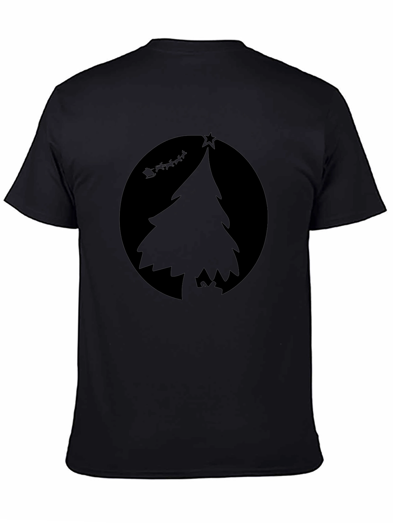 Festive Christmas Tree Graphic Tee - Black