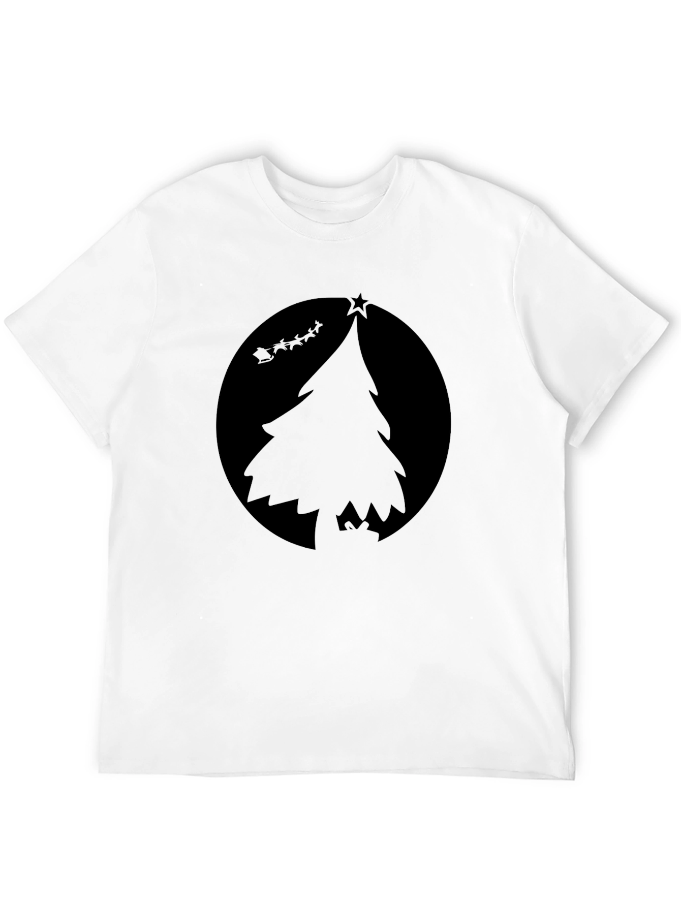 Festive Christmas Tree Graphic Tee - Black