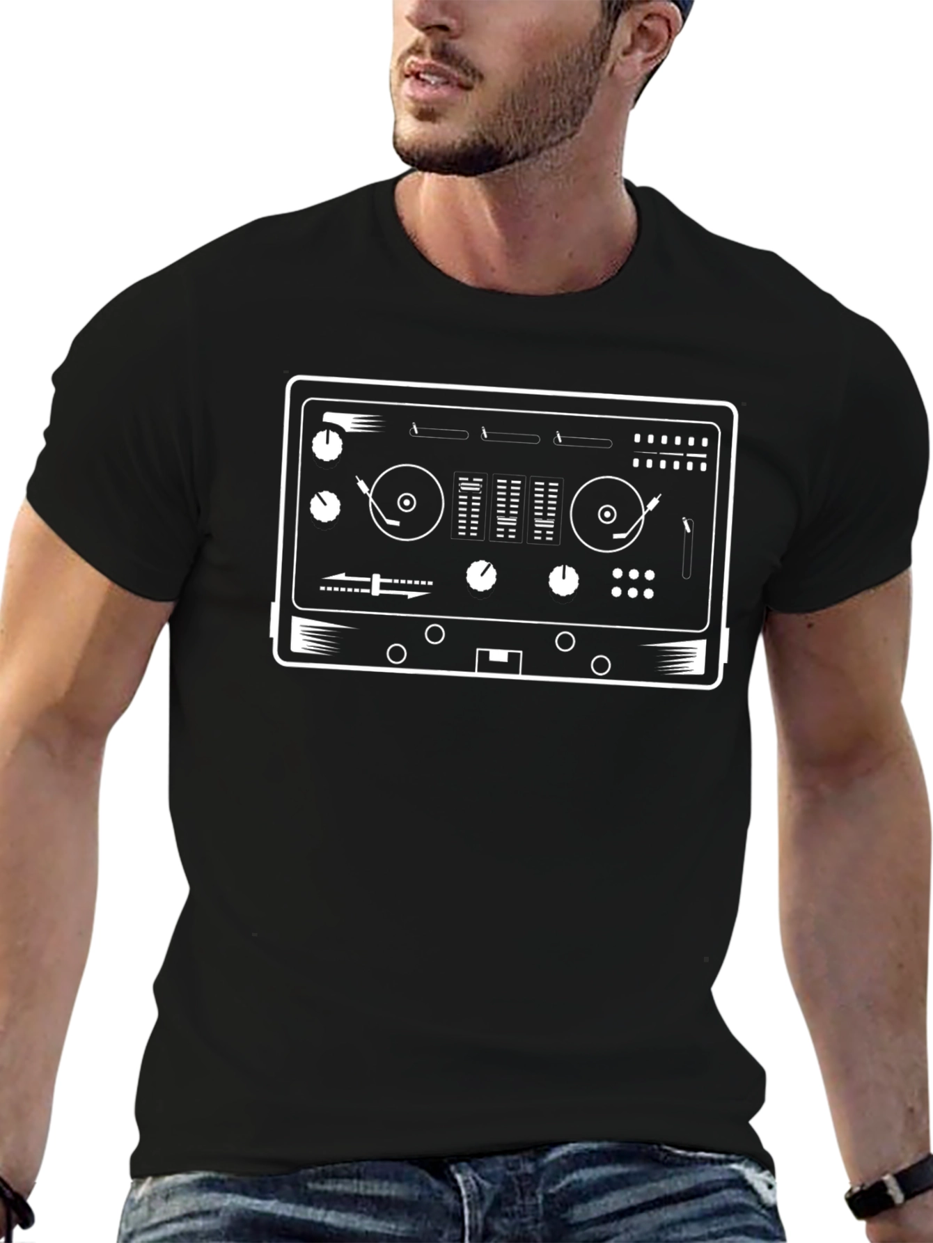 DJ Mixer Graphic Tee - Black Cotton Blend