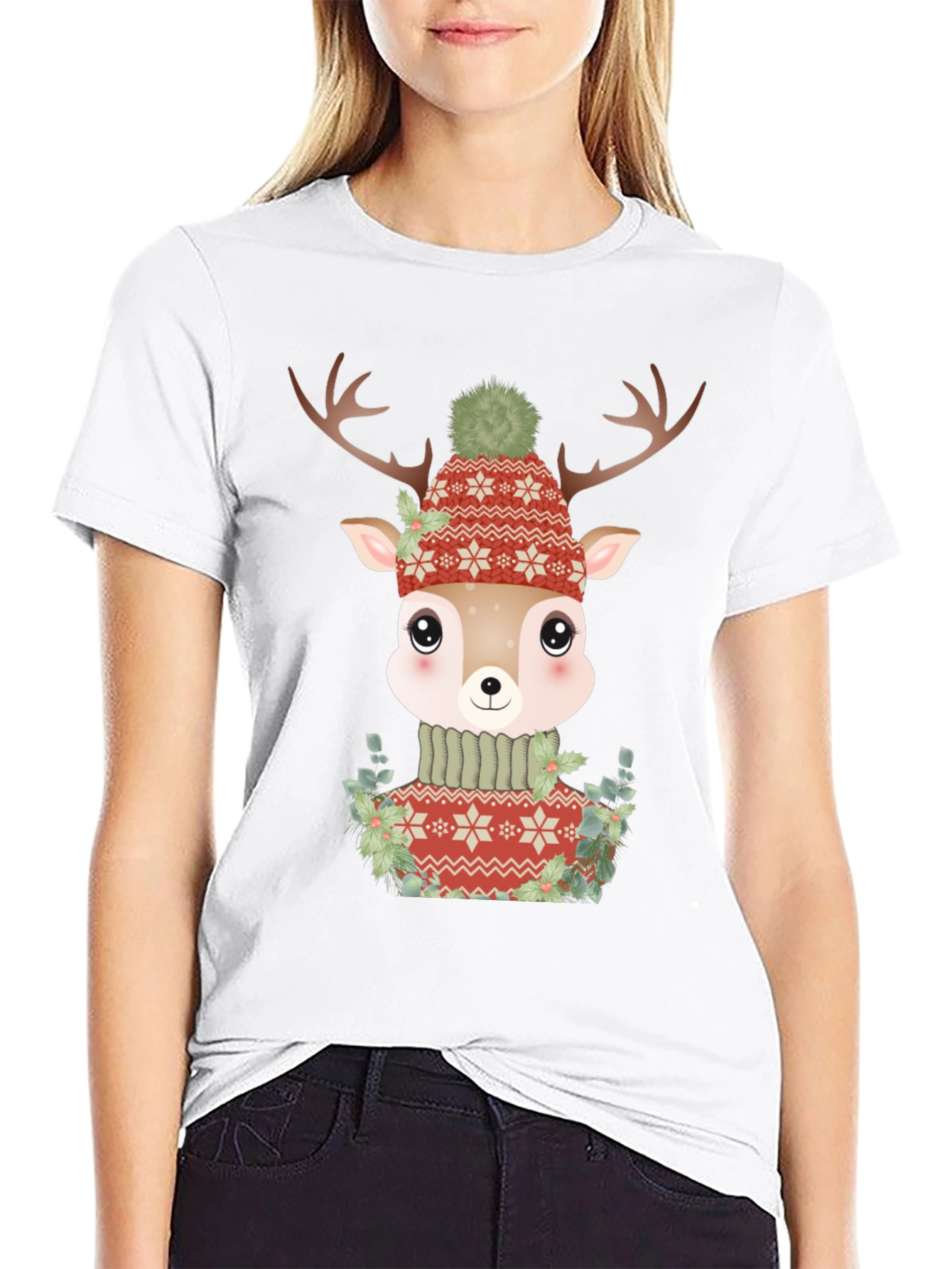 Cute Deer in Sweater Graphic Tee