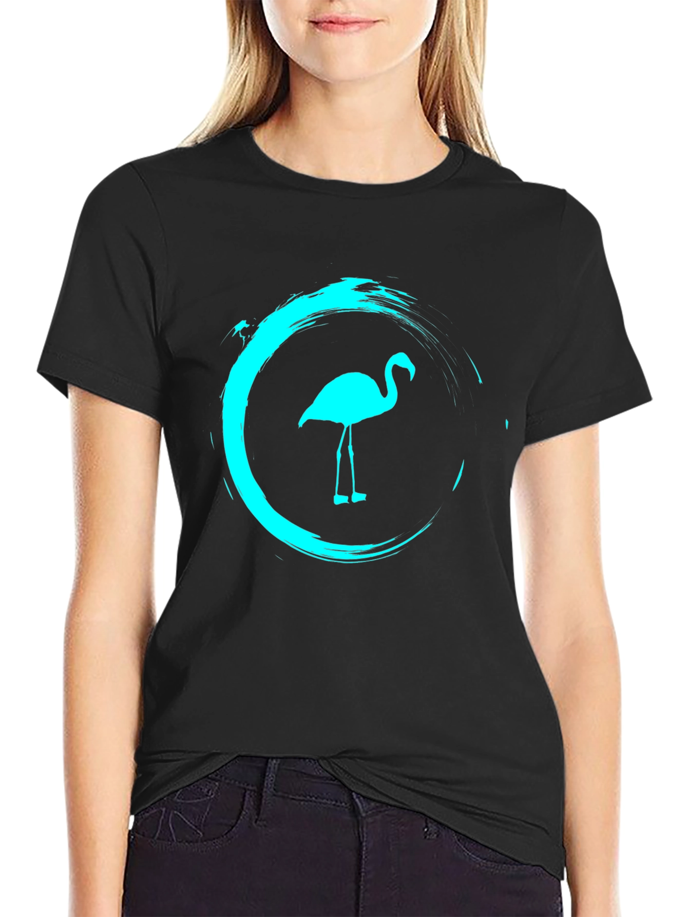 Mens Black Flamingo Graphic Tee