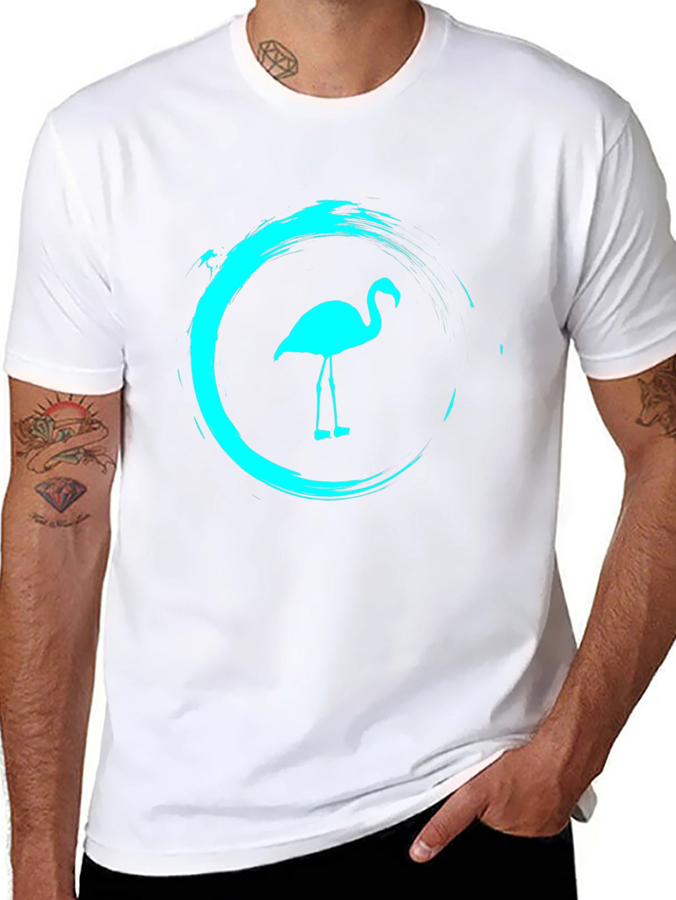 Mens Black Flamingo Graphic Tee