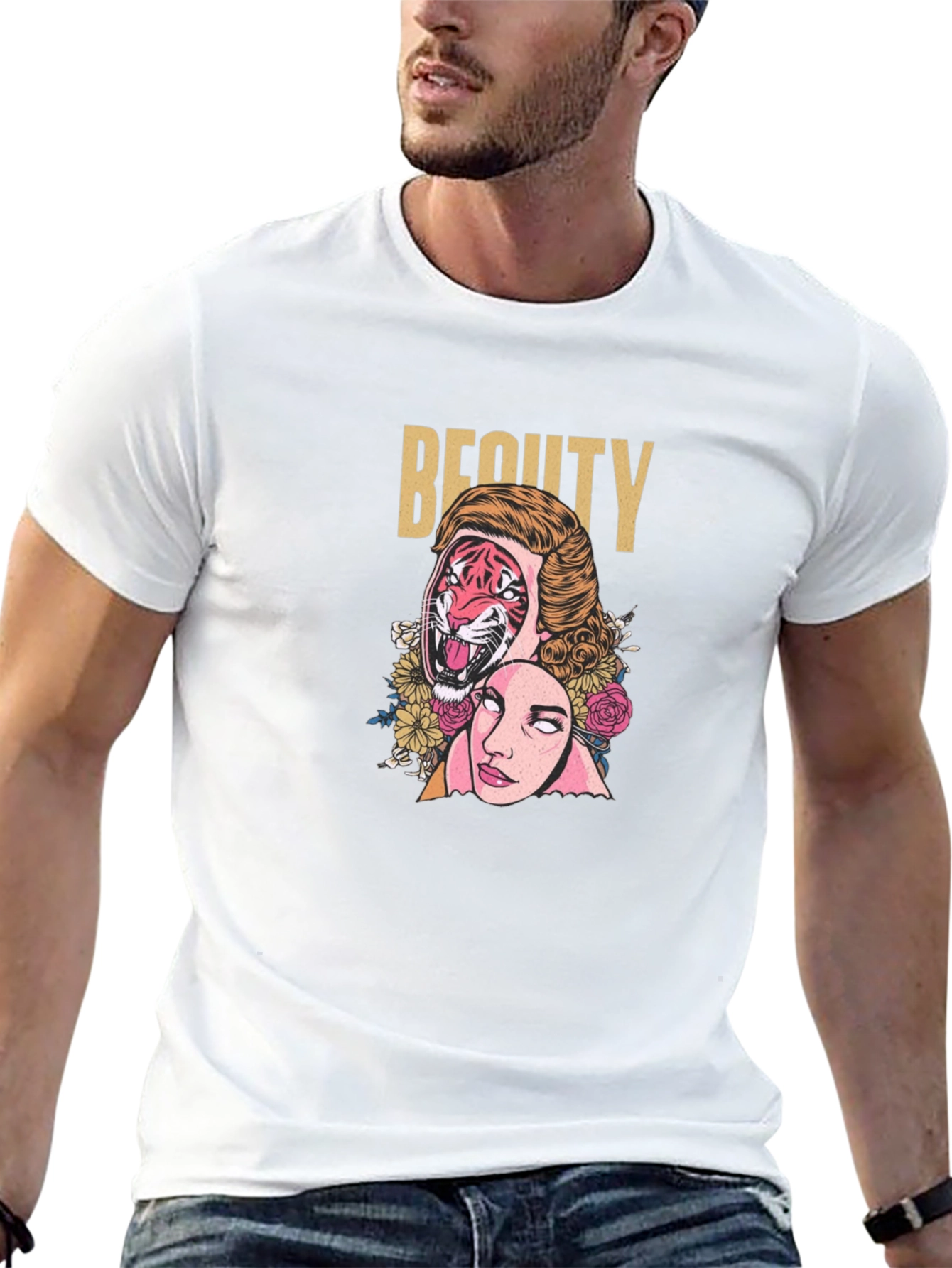 Beauty Tiger Graphic T-Shirt - Unisex Black Tee