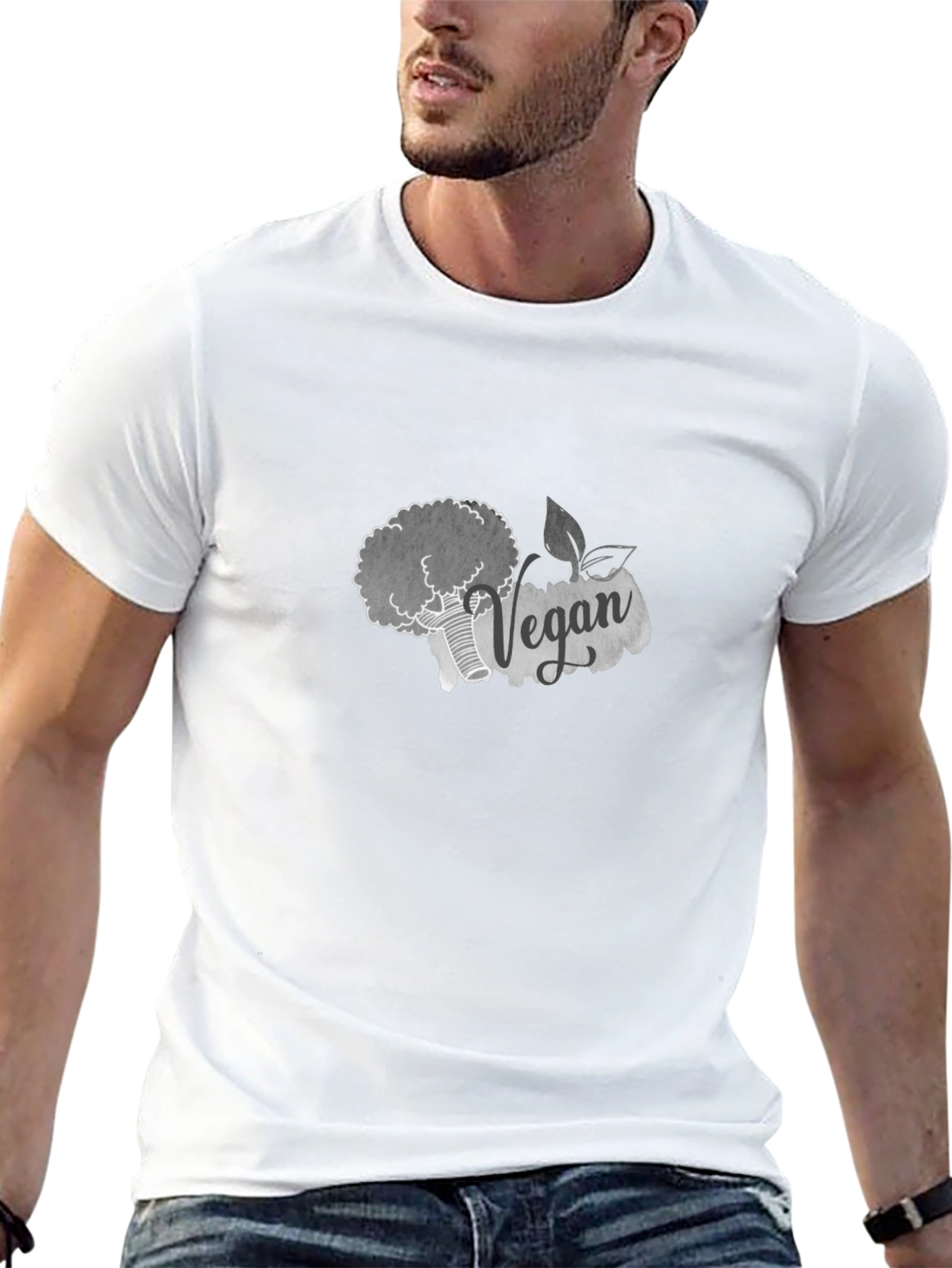 Vegan Broccoli Graphic Tee - Black Cotton T-Shirt