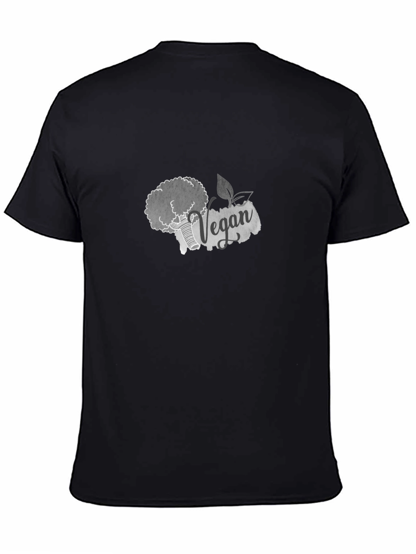 Vegan Broccoli Graphic Tee - Black Cotton T-Shirt
