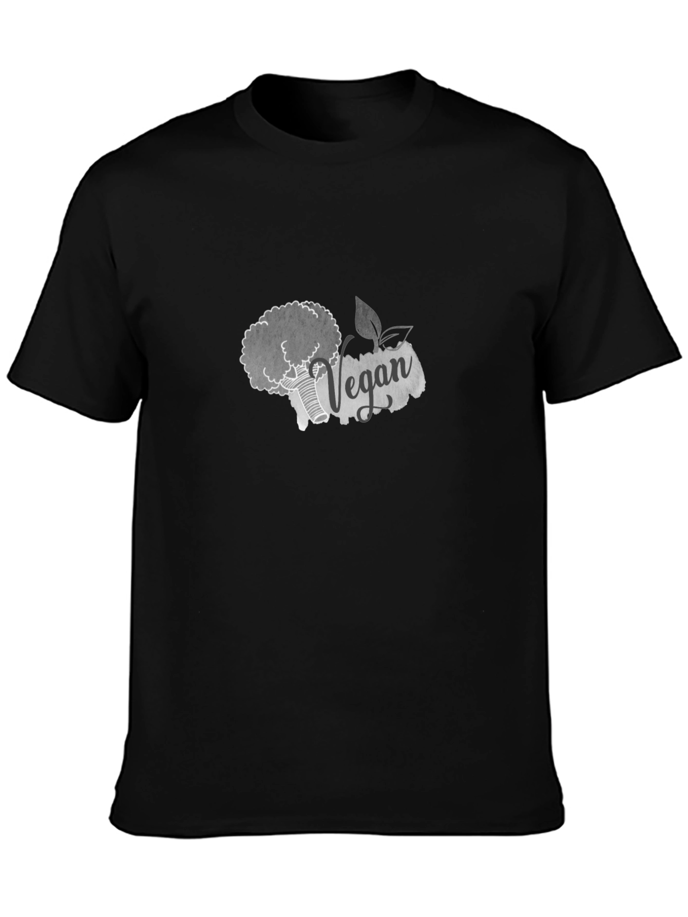 Vegan Broccoli Graphic Tee - Black Cotton T-Shirt