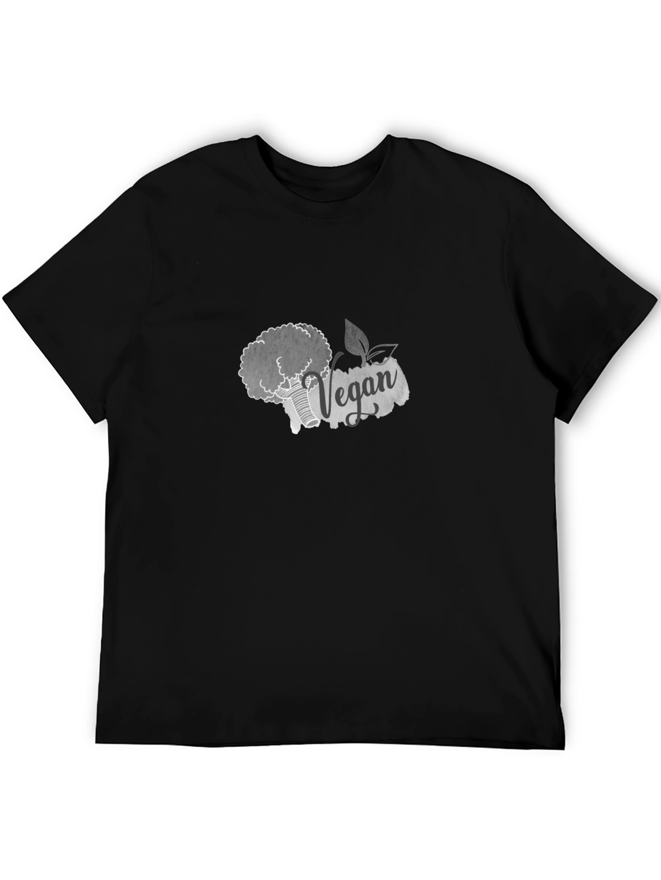 Vegan Broccoli Graphic Tee - Black Cotton T-Shirt