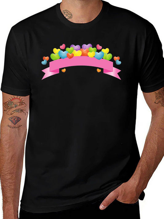 Colorful Hearts and Banner Graphic Tee