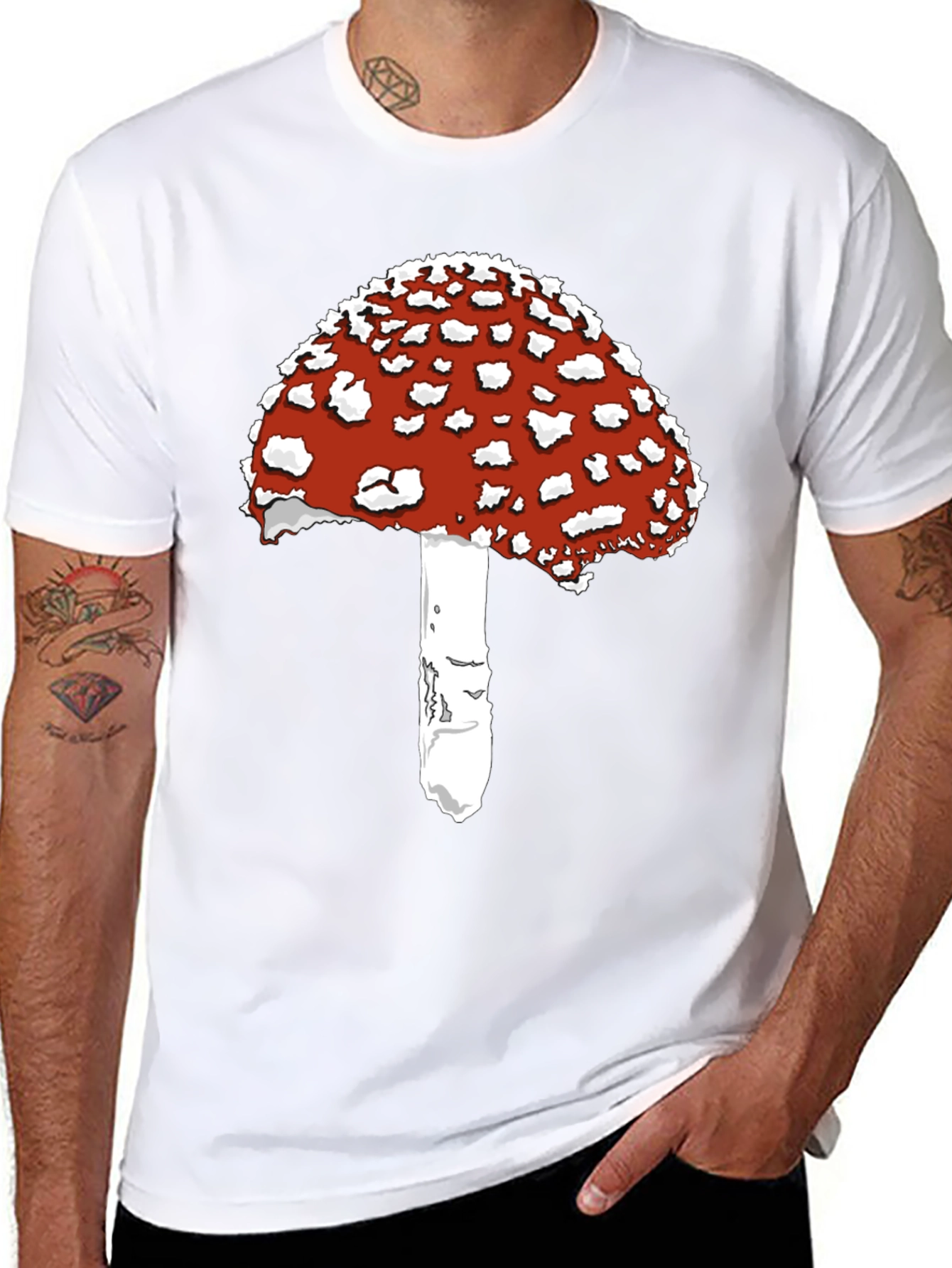 Amanita Mushroom Graphic Tee - Black Cotton T-Shirt