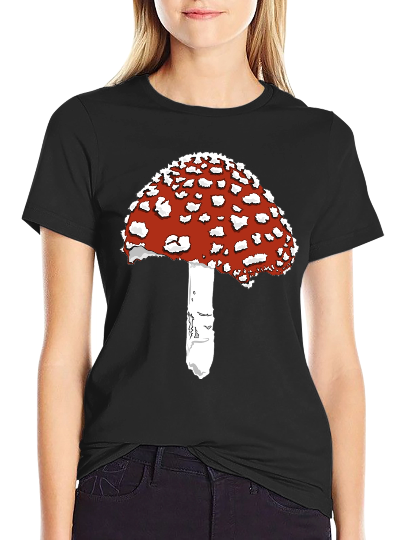 Amanita Mushroom Graphic Tee - Black Cotton T-Shirt