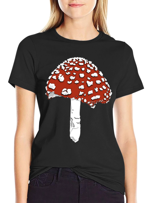 Amanita Mushroom Graphic Tee - Black Cotton T-Shirt