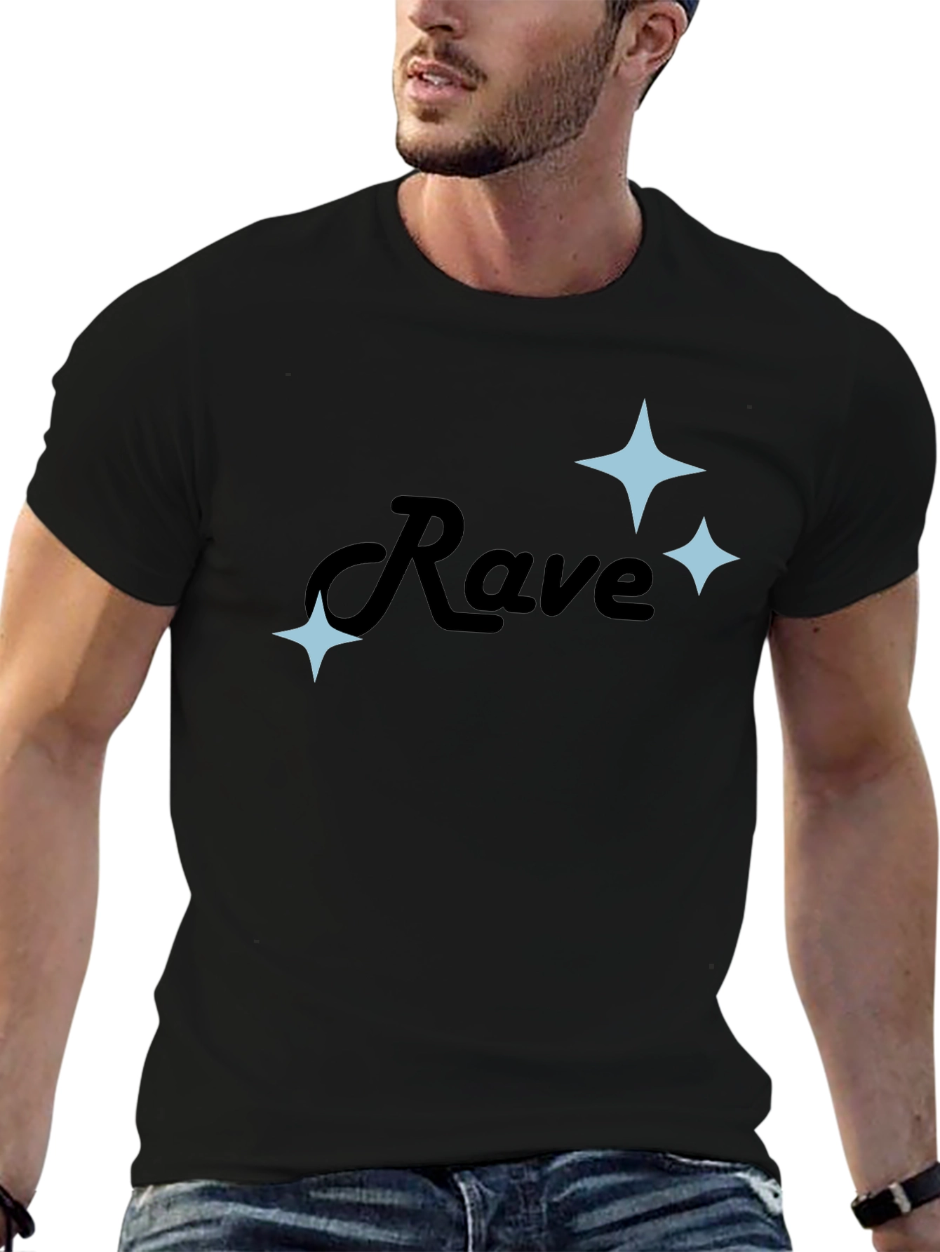 Rave T-Shirt - Black with Sparkle Graphics