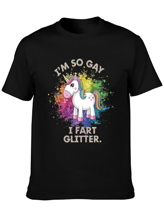 Im So Gay I Fart Glitter Unicorn Graphic T-Shirt
